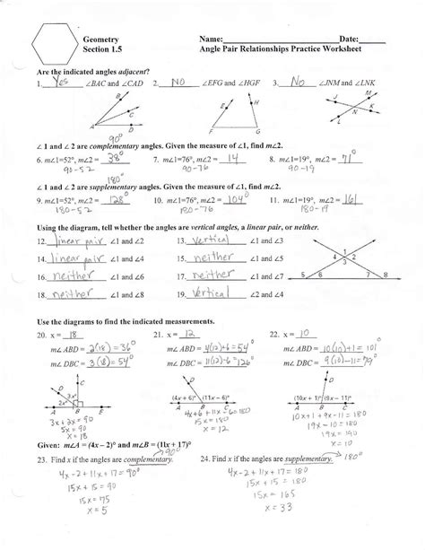 What is Geometry Section 1.5 Worksheet?